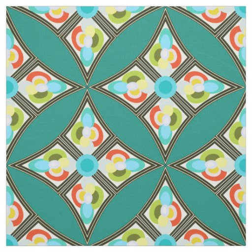 Modern Abstract Quilt Pattern Teal Fabric