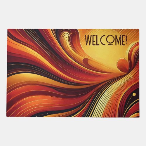 Modern Abstract Radiant Sunset Your Text Door Mat