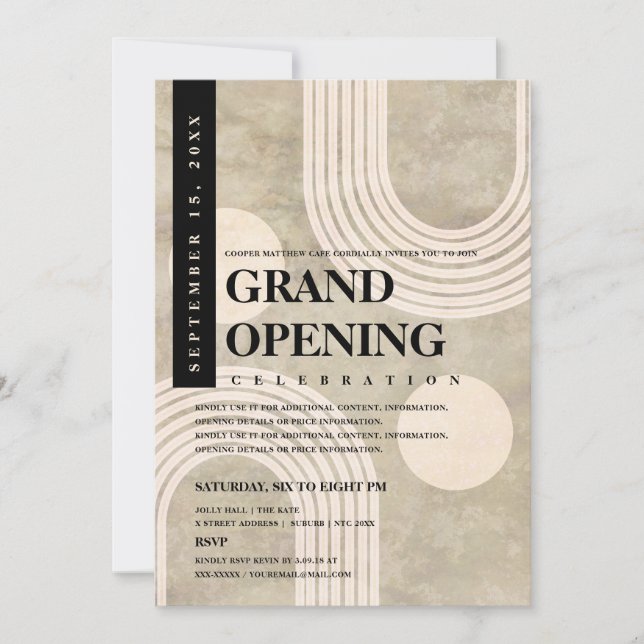 Modern Abstract Rainbow Black Grand Opening Invitation (Front)