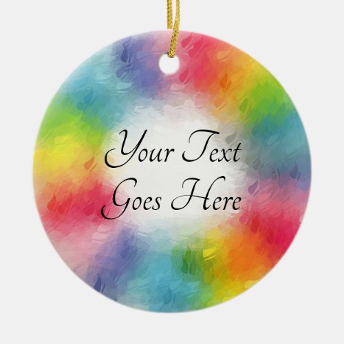 Modern Abstract Rainbow Colors Template Script Ceramic Ornament