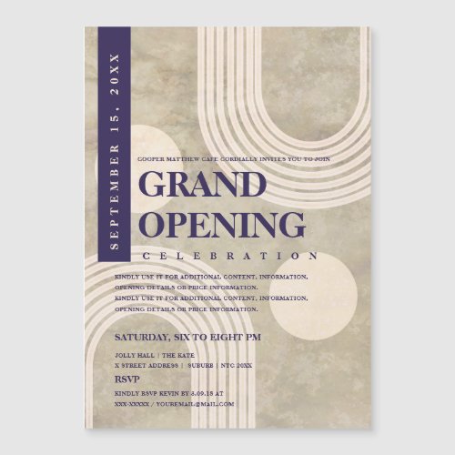 Modern Abstract Rainbow Navy Blue Grand Opening Magnetic Invitation
