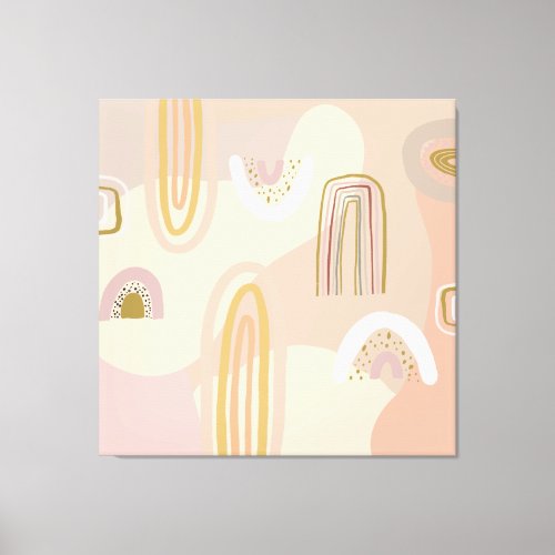 Modern Abstract Rainbow Shapes Pattern Beige Pinks Canvas Print