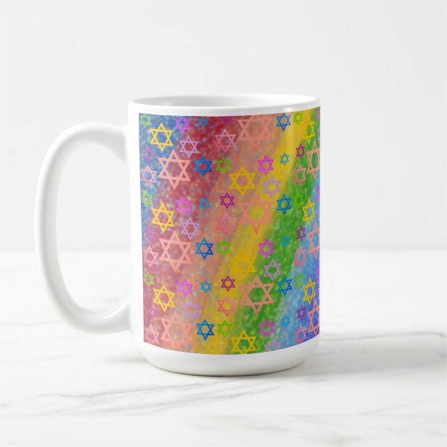Modern Abstract Rainbow Star of David Coffee Mug (Left)
