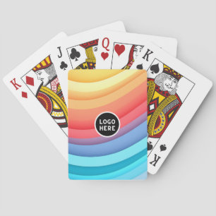 Modern Abstract Rainbow Waves with your Logo  Poker Cards
