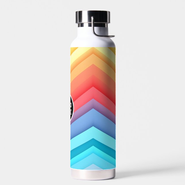 Modern Abstract Rainbow Waves with your Logo  Water Bottle (Left)