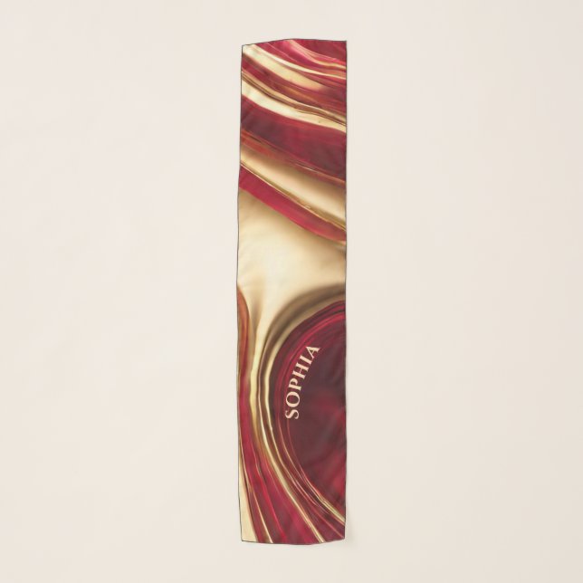 Modern Abstract-Red and Gold- Scarf (Front)