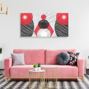 Modern Abstract Red & Black Canvas Print