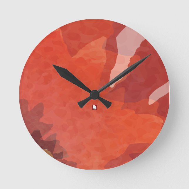 Modern Abstract Red Flower by RD Round Clock (Front)