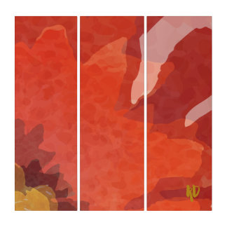 Modern Abstract Red Flower Paint Acrylic Print Triptych