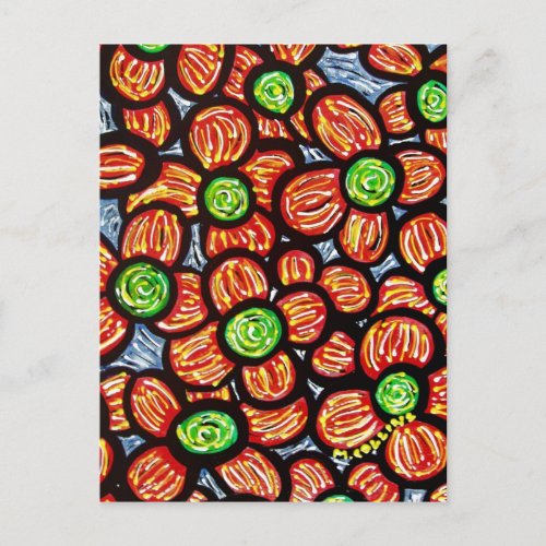 Modern Abstract Red Flowers Postcard