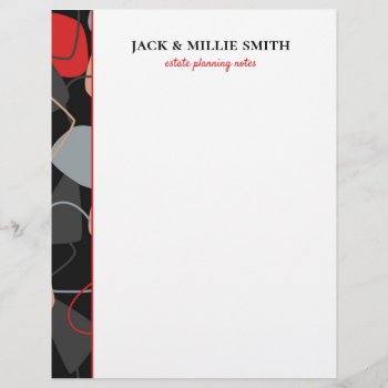 Modern Abstract Red  Gray And Black Important Lett Letterhead by FamilyTreed at Zazzle