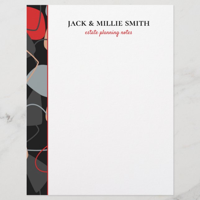 Modern Abstract Red, Gray and Black Important Lett Letterhead (Front)