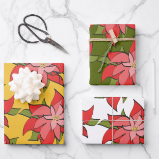 Modern Abstract Red Poinsettia Holiday Occasion Wrapping Paper Sheets