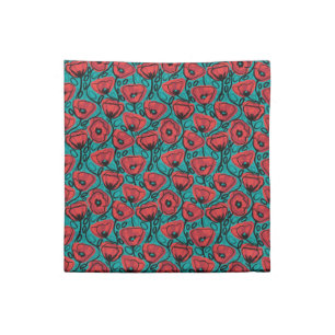 Modern Abstract Red Poppy Floral Pattern Cloth Napkin