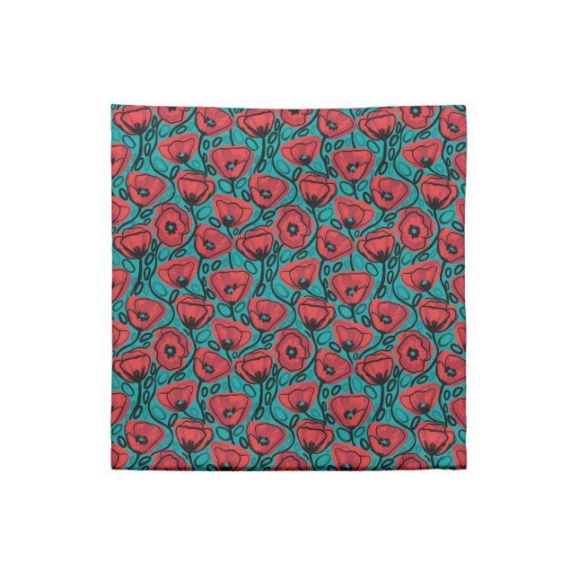 Modern Abstract Red Poppy Floral Pattern Cloth Napkin (Quarter Fold)