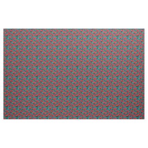 Modern Abstract Red Poppy Floral Pattern Fabric