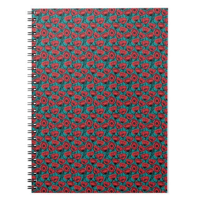 Modern Abstract Red Poppy Floral Pattern Notebook (Front)