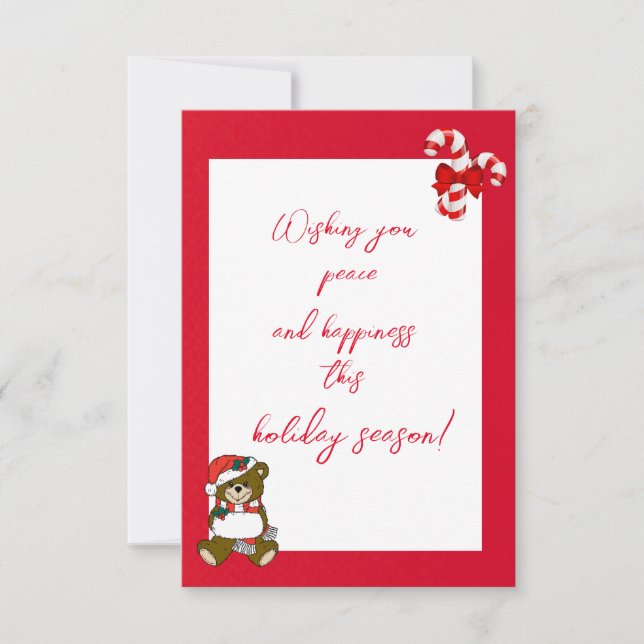 Modern Abstract Red-white Christmas Card (Front)