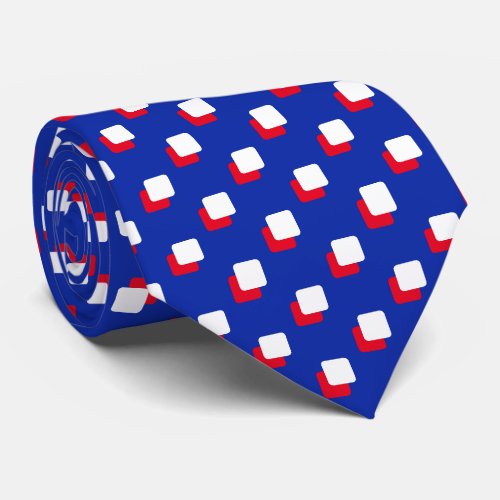 Modern Abstract Red  White Squares on Blue Neck Tie