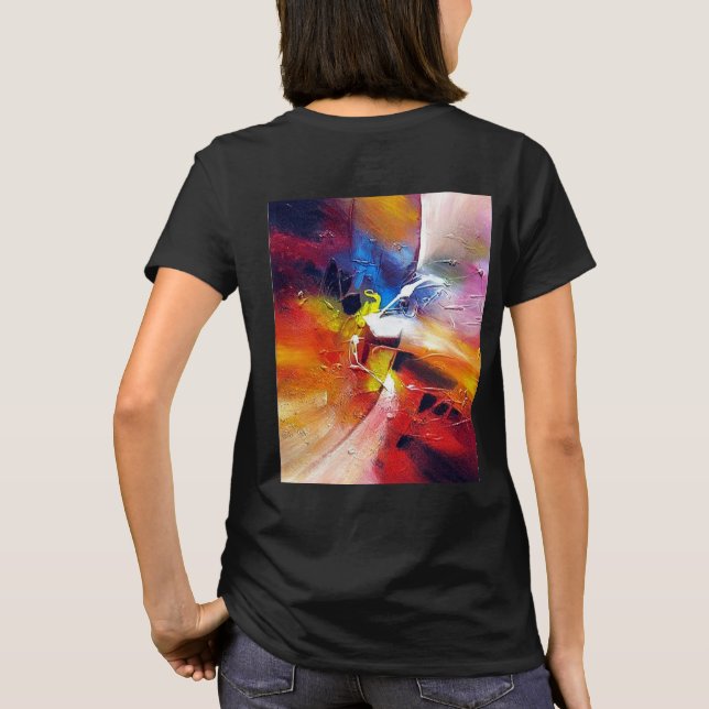 Modern Abstract Red Yellow Green Blue Elegant T-Shirt (Back)