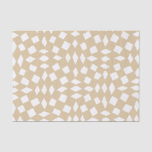 Modern Abstract Retro Beige Checker Pattern Tissue Paper