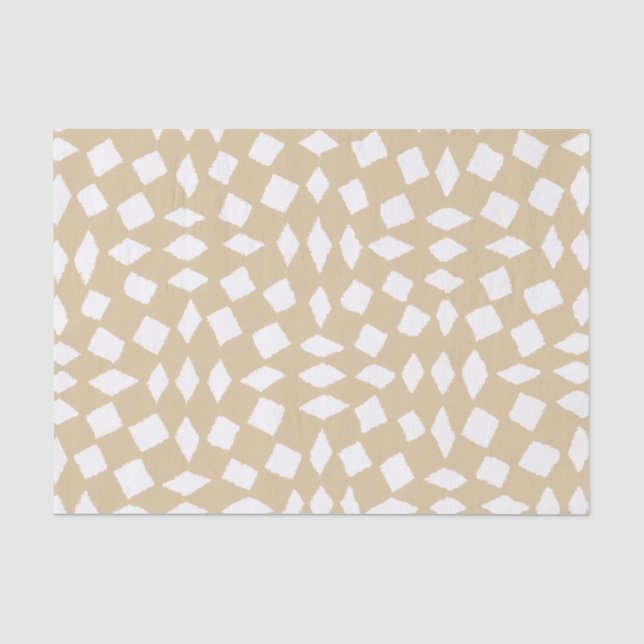 Modern Abstract Retro Beige Checker Pattern Tissue Paper (Front)