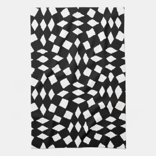 Modern Abstract Retro Black White Checker Pattern Kitchen Towel