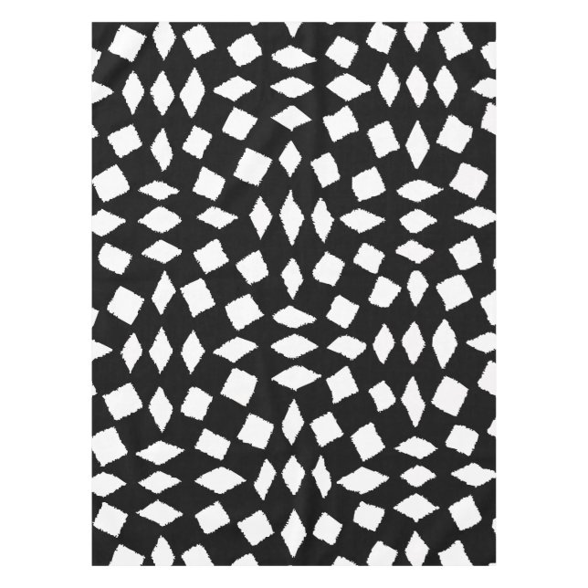 Modern Abstract Retro Black White Checker Pattern Tablecloth (Front)