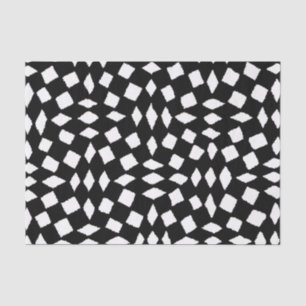 Modern Abstract Retro Black White Checker Pattern Tissue Paper