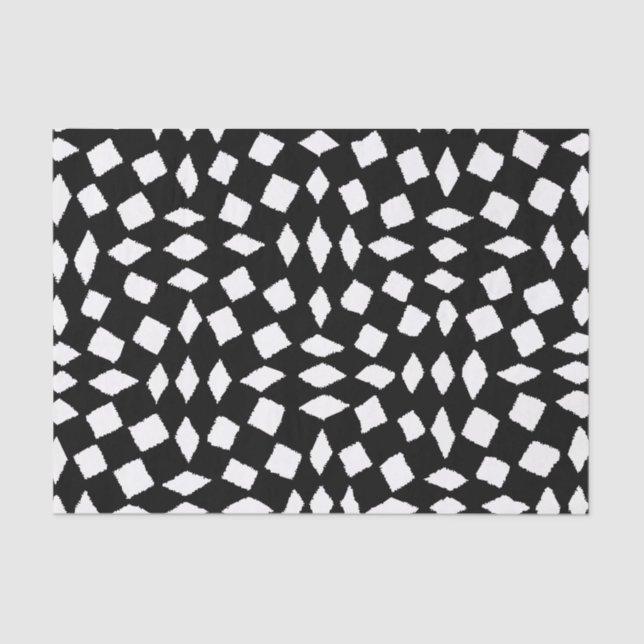 Modern Abstract Retro Black White Checker Pattern Tissue Paper (Front)