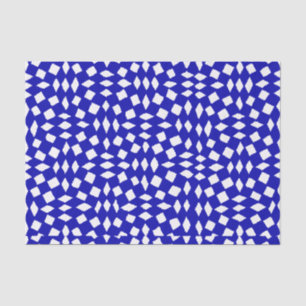 Modern Abstract Retro Royal Blue Checker Pattern Tissue Paper