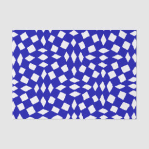 Modern Abstract Retro Royal Blue Checker Pattern Tissue Paper