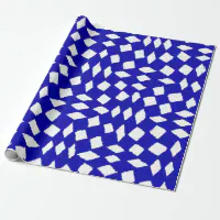 Modern Abstract Retro Royal Blue Checker Pattern Wrapping Paper