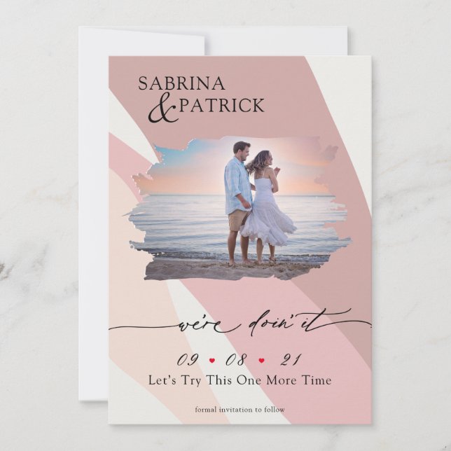 Modern Abstract Rose Blush Photo Save The Date (Front)