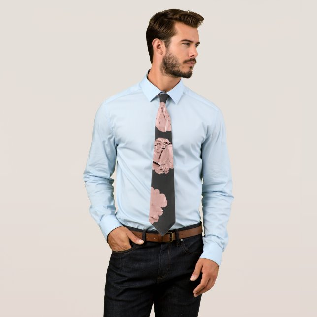 Modern Abstract Rose Gold Paper Polka Dots Neck Tie (In Situ)