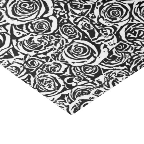 Modern Abstract Rose Pattern Black and White Tissue Paper