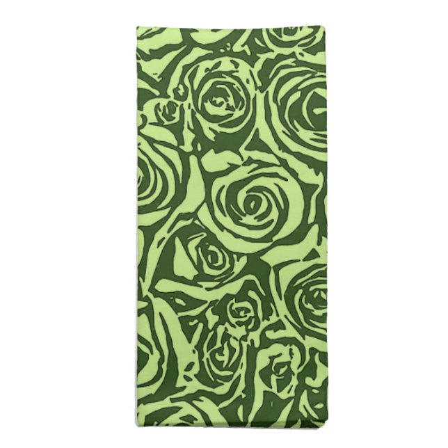 Modern Abstract Rose Pattern, Lime Green Cloth Napkin (Folded)
