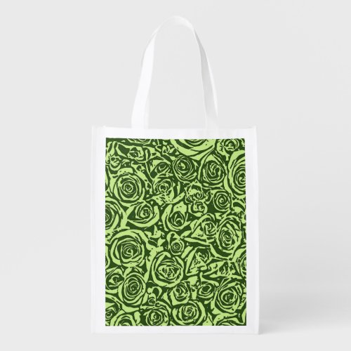 Modern Abstract Rose Pattern Lime Green Reusable Grocery Bag