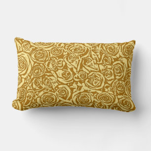 Modern Abstract Rose Pattern, Mustard Yellow Lumbar Pillow