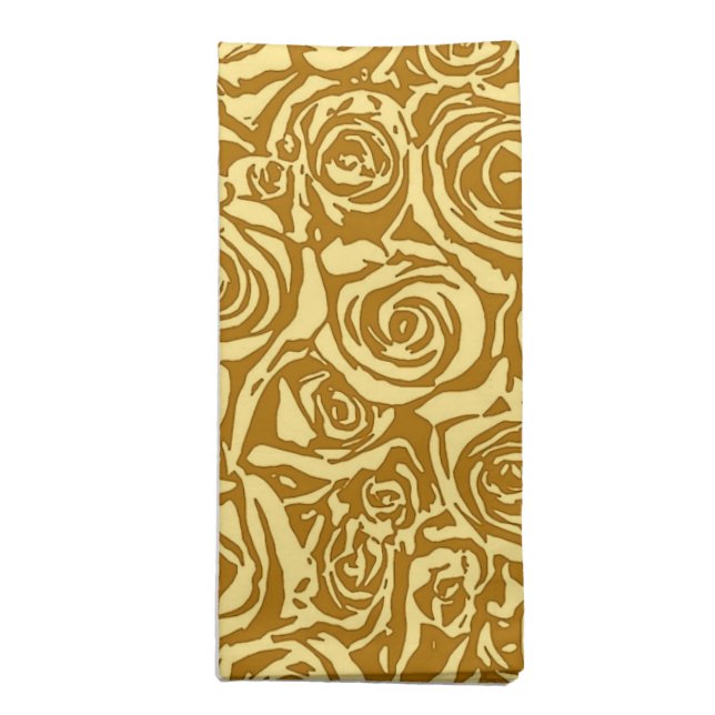 Modern Abstract Rose Pattern, Mustard Yellow Napkin (Folded)