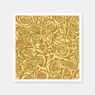 Modern Abstract Rose Pattern, Mustard Yellow Napkins