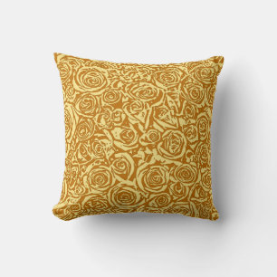Modern Abstract Rose Pattern, Mustard Yellow Throw Pillow