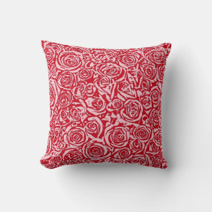 Modern Abstract Rose Pattern, Rose Red and Pink Throw Pillow