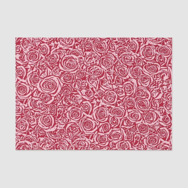 Modern Abstract Rose Pattern, Rose Red and Pink Tissue Paper (Front)