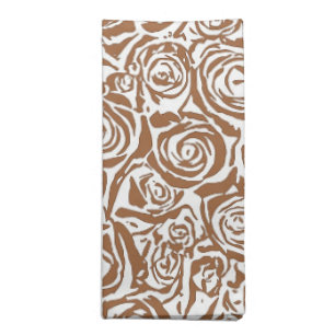 Modern Abstract Rose Pattern, Taupe Tan and White Napkin