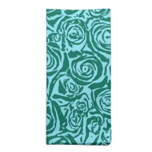 Modern Abstract Rose Pattern, Teal and Aqua Cloth Napkin