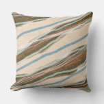 Modern Abstract Rough Wavy Stripes Blue Brown Throw Pillow at Zazzle