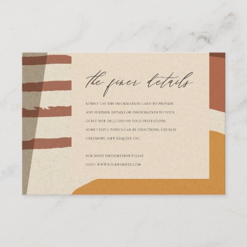 MODERN ABSTRACT RUST ARTISTIC WEDDING INFORMATION ENCLOSURE CARD