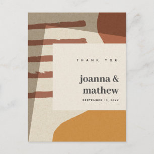 MODERN ABSTRACT RUST ARTISTIC WEDDING THANK YOU POSTCARD