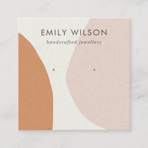 Modern Abstract Rust Blush Art Earring Display Square Business Card